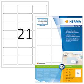 Herma Premium-Adressetiketten Nr. 4677 auf DIN A4-Blättern, 2100 Etiketten, 100 Bogen