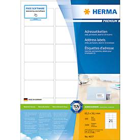 Herma Premium-Adressetiketten Nr. 4677 auf DIN A4-Blättern, 2100 Etiketten, 100 Bogen