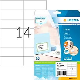 Herma Premium-Adressetiketten Nr. 5057, 105 x 42,3 mm, selbstklebend, permanenthaftend, bedruckbar, Papier, weiß, 350 St