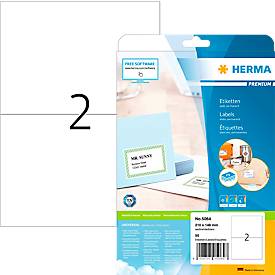 Herma Premium-Adressetiketten Nr. 5064, 210 x 148 mm, selbstklebend, permanenthaftend, bedruckbar, Papier, weiß, 50 Stüc