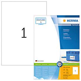 Herma Premium-Etiketten auf DIN A4-Blättern, 100 Etiketten, 100 Bogen
