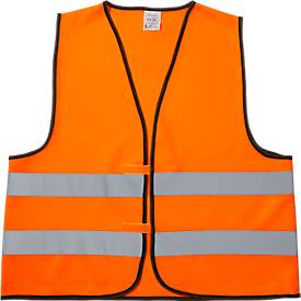 High visibility vest, unisex, EN ISO 20471: 2013, 2 reflective stripes, in pocket, 100 % polyester, neon orange, universal size M-XXL