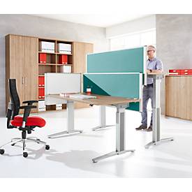 Hinter-Tischtrennwand Schallschutz System 40, höhenverstellbar, B 800-1800 x H 600 mm, türkis