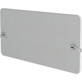 Hintertisch-Akustikwand Flex, 40 mm stark, mit Adapter, schallabsorbierend, modular erweiterbar, Tischmontage, B 1600 x H 600 mm, hellgrau
