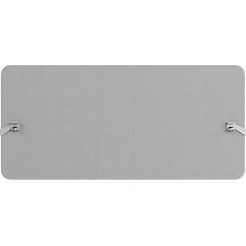 Hintertisch-Akustikwand Flex, 40 mm stark, mit Adapter, schallabsorbierend, modular erweiterbar, Tischmontage, B 1800 x H 600 mm, hellgrau