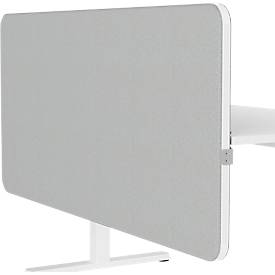 Hintertisch-Akustikwand Flex, 40 mm stark, mit Adapter, schallabsorbierend, modular erweiterbar, Tischmontage, B 2000 x H 600 mm, hellgrau