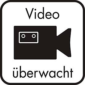 Hinweisschild–Hinterglasaufkleber: Video überwacht, 125 x 125 mm