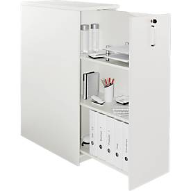 Hochcontainer Big Tower BEXXSTAR, 3 Regalfächer, rechts, abschließbar, B 400 x T 800 x H 1155 mm, weiß