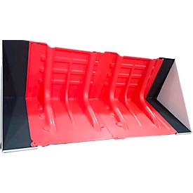Hochwasserbarriere, modularer Aufbau, 1 x Abschluss-Stück links und 1 x Abschluss-Stück rechts, L 150 X B 680 x H 528 mm, ABS-Kunststoff, rot, 1 Paar