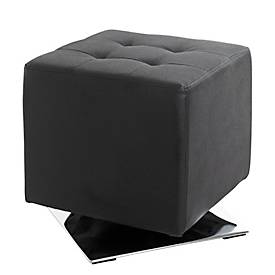 Hocker HAKU, drehbar, gepolstert, B 400 x T 400 x H 420 mm, Kunstleder und Stahl, schwarz-chrom