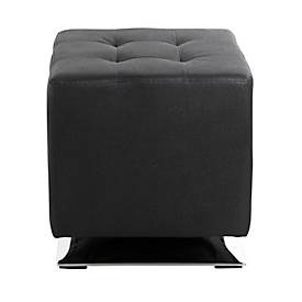 Hocker HAKU, drehbar, gepolstert, B 400 x T 400 x H 420 mm, Kunstleder und Stahl, schwarz-chrom