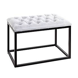 Hocker HAKU, gepolstert, B 600 x T 400 x H 450 mm, Textilgewebe in Lederoptik und Stahl, grau-schwarz