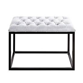 Hocker HAKU, gepolstert, B 600 x T 400 x H 450 mm, Textilgewebe in Lederoptik und Stahl, grau-schwarz