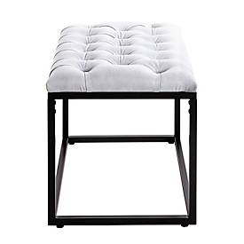 Hocker HAKU, gepolstert, B 600 x T 400 x H 450 mm, Textilgewebe in Lederoptik und Stahl, grau-schwarz