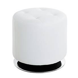 Hocker HAKU, rund, drehbar, gepolstert, Ø 400 x H 400 mm, Kunstleder und Stahl, weiß-chrom