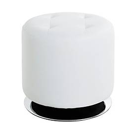 Hocker HAKU, rund, drehbar, gepolstert, Ø 400 x H 400 mm, Kunstleder und Stahl, weiß-chrom