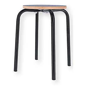 Hocker PARIS, stapelbar, Rundrohrfuß-Gestell, Ø 330 x T 330 x H 460 mm, schwarz/schwarz