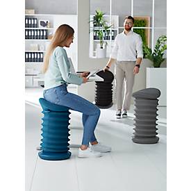 Hocker Topstar® Sitness 4D, für bewegtes & ergonomisches Sitzen, Federmechanik, sitzhöhenverstellbar, B 375 x T 360 x H 530-640 mm, Stoffbezug grau