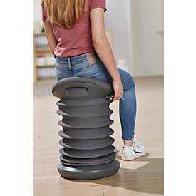 Hocker Topstar® Sitness 4D, für bewegtes & ergonomisches Sitzen, Federmechanik, sitzhöhenverstellbar, B 375 x T 360 x H 530-640 mm, Stoffbezug schwarz