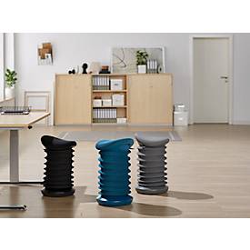 Hocker Topstar® Sitness 4D, für bewegtes & ergonomisches Sitzen, Federmechanik, sitzhöhenverstellbar, B 375 x T 360 x H 530-640 mm, Stoffbezug schwarz