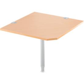 Hoekblad 90° met poot, B 900 x D 900 mm, beukenpatroon/blank aluminium