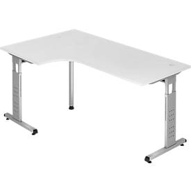 Hoekbureautafel ULM, li. of re., B 2000 x D 1200 x H 650-850 mm, lichtgrijs