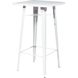 Hoher Outdoor-Tisch meet by Paperflow URBAN, quadratisch, B 600 x H 1080 mm, Stahl verzinkt, weiß-weiß