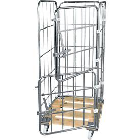 Holzrollpalette mit 2 Seitengittern, 1 Rückwand, 2 halbe Vorderwände