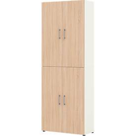 Home Office Aktenschrank TEMPIO, aus Holz, 4 Türen, 6 OH, B 800 x T 340 x H 2130 mm, weiß/Sonoma Eiche