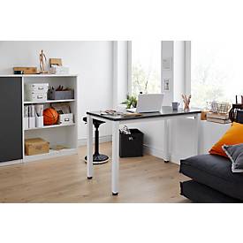 Home Office Schreibtisch Nevada, Rechteck, 4-Fuß Quadratrohr, B 1200 x T 600 x H 740 mm, dunkelgrau/weiß