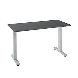 Home Office Schreibtisch Start Off, Rechteck, T-Fuß, B 1300 x T 650 x H 735 mm, graphit/weißaluminium 