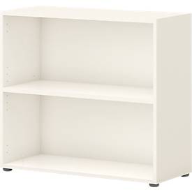 Home Office shelf unit TEMPIO, made of wood, 2 compartments, 2 OH, W 800 x D 340 x H 720 mm, white