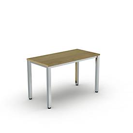 Home Office tafel Bexxstar, rechthoek, 4-poot vierkante buis, B 1200 x D 600 x H 740 mm, eiken decor/chroomzilver