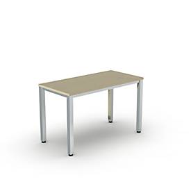 Home Office Tisch Bexxstar, Rechteck, 4-Fuß Quadratrohr, B 1200 x T 600 x H 740 mm, Ahorn-Dekor/chromsilber