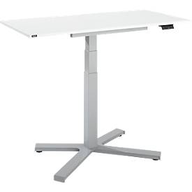 Home Office Tisch, elektrisch höhenverstellbar, Rechteck, Fußkreuz, B 1150 x T 550 x H 1100-640 mm, weiß/silber + Memory-Bedienpanel