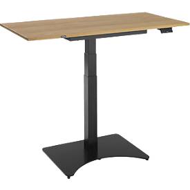 Home Office Tisch, elektrisch höhenverstellbar, Rechteck, Standfuß, B 1150 x T 550 x H 640-1100 mm, Hickory-Eiche/schwar