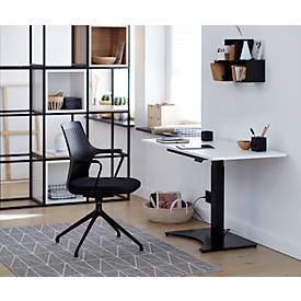 Home Office Tisch, elektrisch höhenverstellbar, Rechteck, Standfuß, B 1150 x T 550 x H 640-1100 mm, weiß/schwarz + Memory-Bedienpanel
