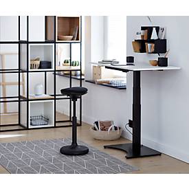 Home Office Tisch, elektrisch höhenverstellbar, Rechteck, Standfuß, B 1150 x T 550 x H 640-1100 mm, weiß/schwarz + Memory-Bedienpanel