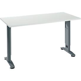 Home Office Tisch Login, C-Fuß, B 1300 x T 650 mm, lichtgrau/basaltgrau