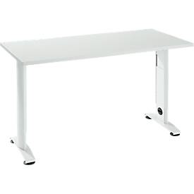 Home Office Tisch Login, C-Fuß, B 1300 x T 650 mm, lichtgrau/verkehrsweiß