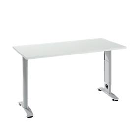 Home Office Tisch Login, C-Fuß, B 1300 x T 650 mm, lichtgrau/weißalu