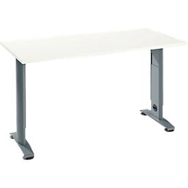 Home Office Tisch Login, C-Fuß, B 1300 x T 650 mm, weiß/basaltgrau