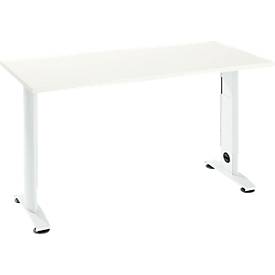 Home Office Tisch Login, C-Fuß, B 1300 x T 650 mm, weiß/verkehrsweiß