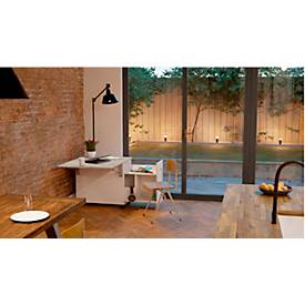 Homeoffice Rollcontainer Multicontainer, mit Auszug, abklappbare Seitenplatte links, B 480-1080 x T 800 x H 740 mm, Ceramic grey/weiß