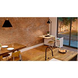 Homeoffice Rollcontainer Multicontainer, mit Auszug, abklappbare Seitenplatte links, B 480-1080 x T 800 x H 740 mm, Masonic Eiche/weiß