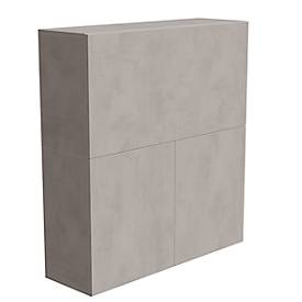 Homeoffice Rollcontainer Multicontainer, mit Auszug, abklappbare Seitenplatte rechts, B 480-1080 x T 800 x H 740 mm, Ceramic grey/weiß 