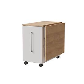 Homeoffice Sekretär, Tischplatte B 1200 x H 600 mm, Kabeldurchlässe/Systemschiene/Klappfach, B 1200 x T 380 x H 1320 mm, Holz, Masonic Eiche