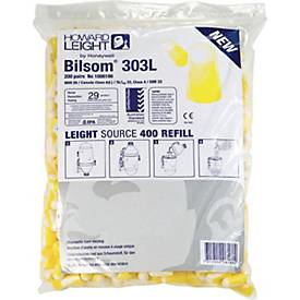 HONEYWELL Howard Leight Gehörschutzstöpsel Bilsom 303L, EN 352-2, SNR 32 dB, Nachfüllpack 200 Paar, Polyurethan, weiß/gelb