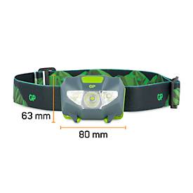 Hoofdlamp GP Discovery CH32, LED, 80 lumens, bereik 30 m, batterij tot 6u30, spatwaterdich