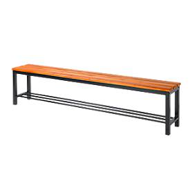 Houten zitbank voor kleedkamers - L 2000 x D 310 x H 450 mm - zwart onderstel